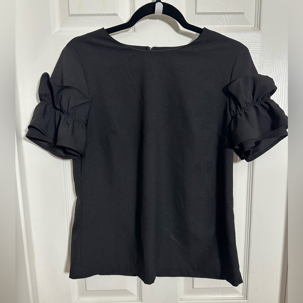 Banana Republic Black Ruffle Sleeve Blouse
